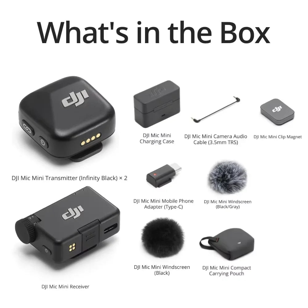 DJI Mic Mini Wireless Microphone Accessory – Ultra‑Discreet Clip‑On Mic with 48‑Hour Operation