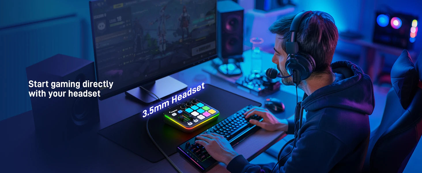 Maono G1 NEO – Gaming Audio Interface | 4‑Channel Mixer, Custom Sound Effects, RGB Lighting, XLR Input for Streaming & Podcasting