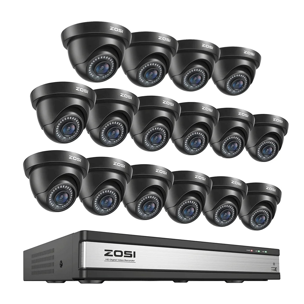 ZOSI 16CH 1080p Wired Security Camera System – H.265+ DVR with Human & Vehicle Detection