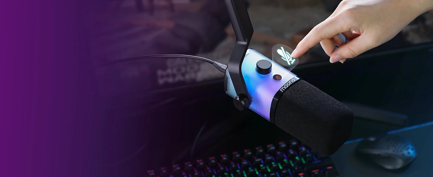 Maono PD100X – USB/XLR Dynamic RGB Gaming Microphone | Noise Reduction, Mute Button & Headphone Monitoring for Streaming & Podcasting