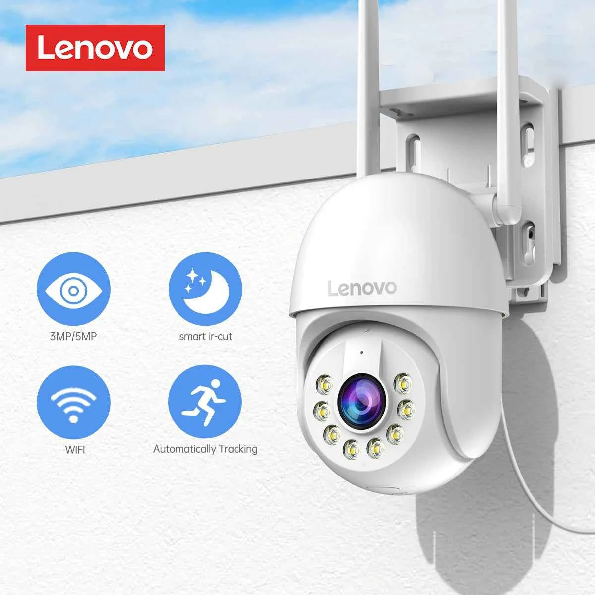 Lenovo 5MP Smart Wifi PTZ Camera Outdoor 5x Digital Zoom Auto Tracking ONVIF CCTV IP Camera Security Video Surveillance Camera - Limetastore