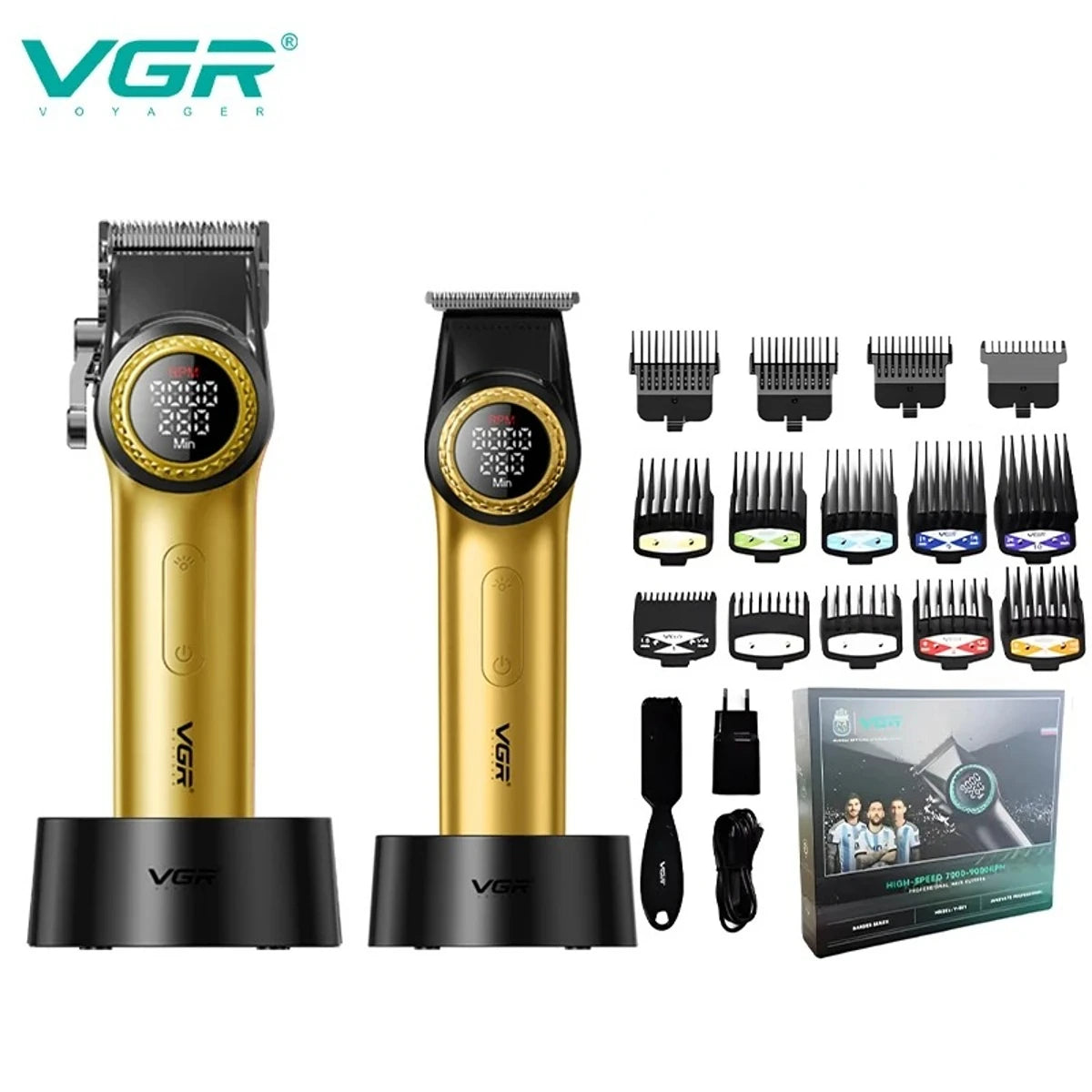 VGR Trimmer Professional Hair Cutting Machine Cordless Hair Clippers Barber Electric Clipper Metal Trimmer for Men V-001 V-977