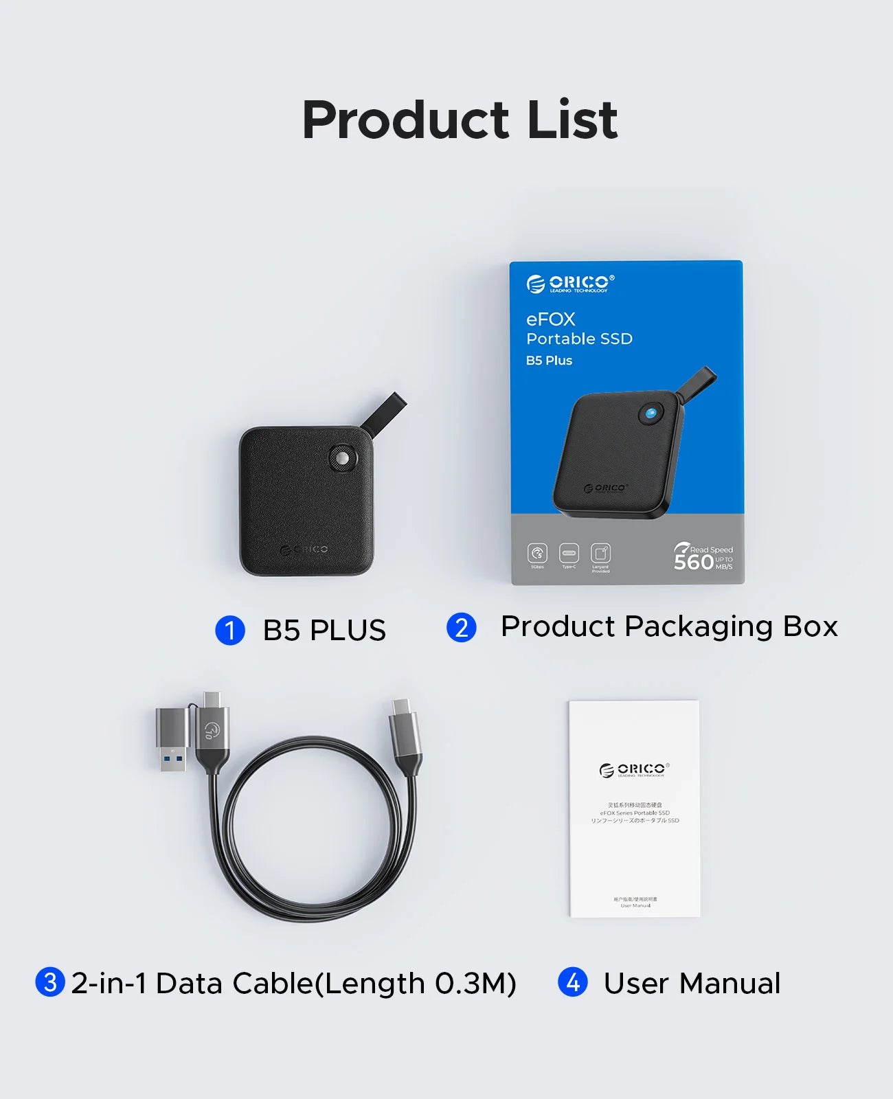 ORICO Portable External SSD – USB 3.2 Gen2 High‑Speed Solid State Drive