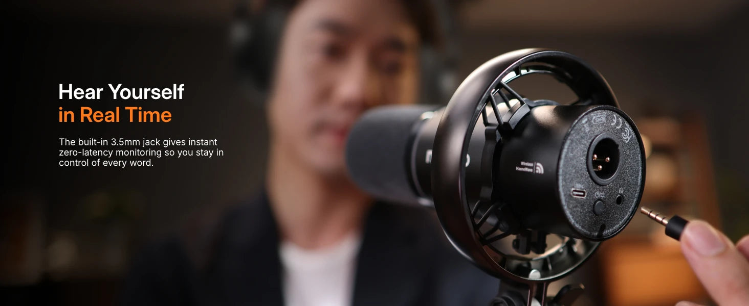 Maono PD200W – Hybrid Wireless Dynamic Podcast Microphone | XLR/USB Mic for PC, Phone & Camera