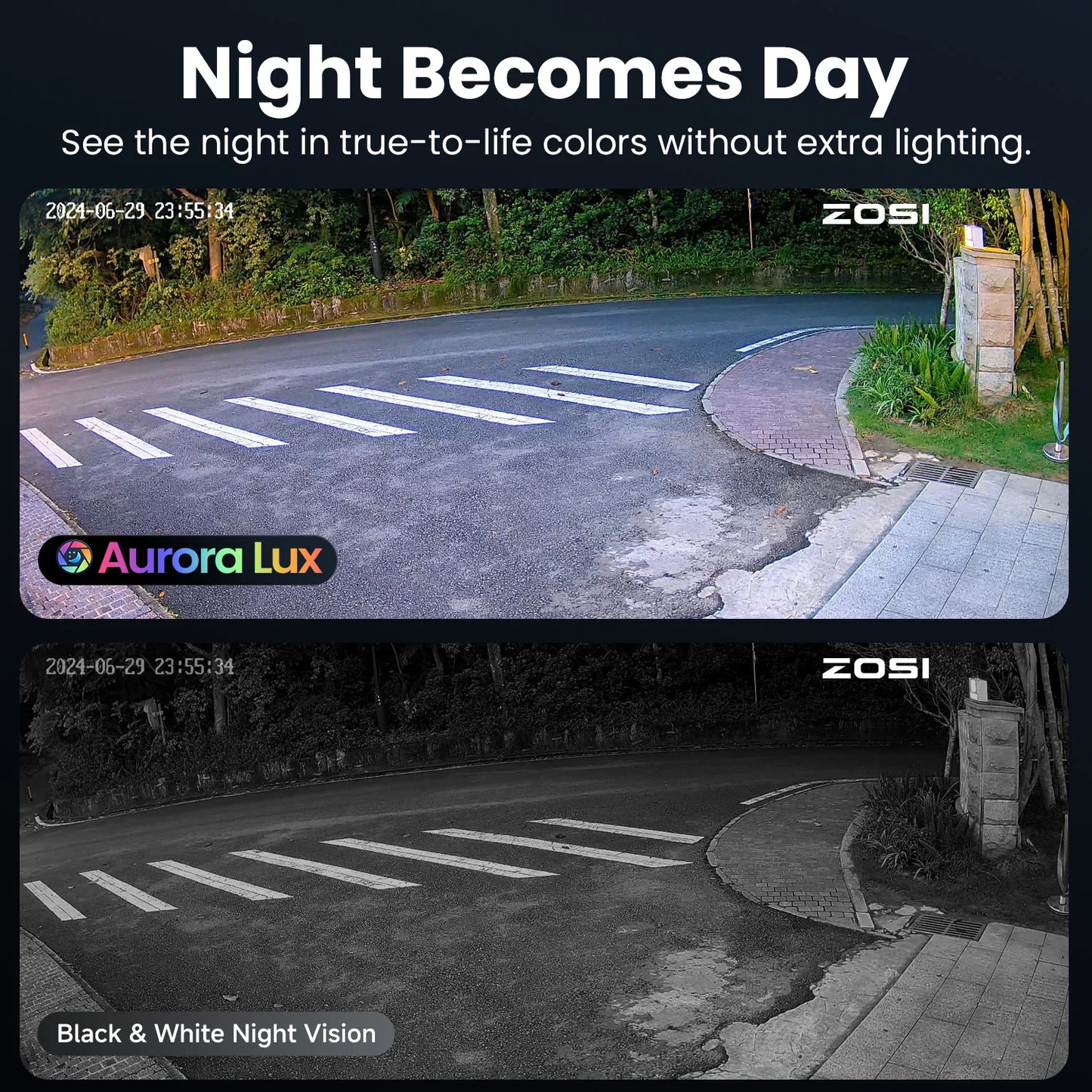 ZOSI 4K 8MP PoE Security Camera System – Aurora Lux Full‑Color Night Vision | 5MP/8MP Outdoor/Indoor