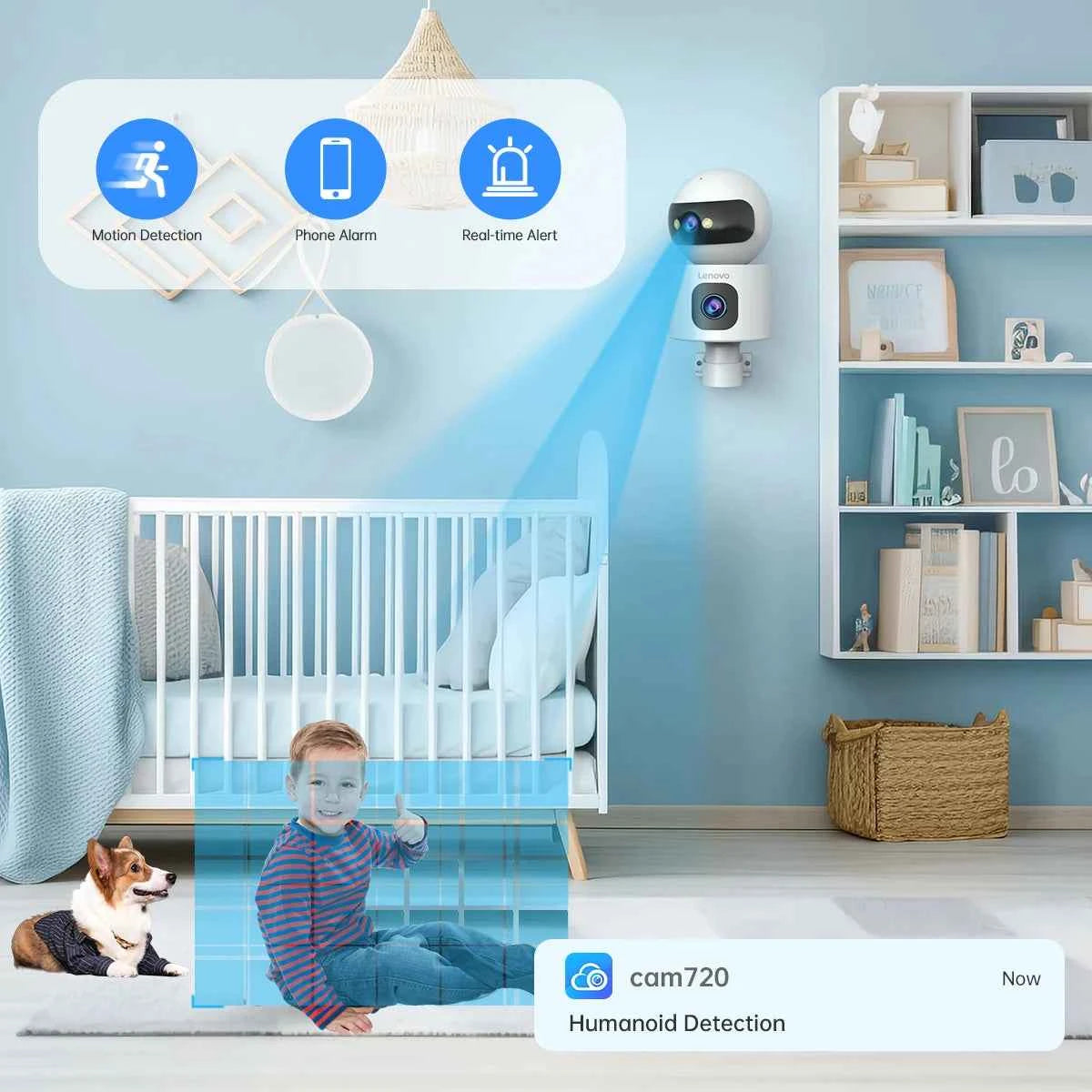 Lenovo 4K PTZ WiFi Camera Dual Lens Home Indoor CCTV Surveillance Camera Auto Tracking Security Protection Smart Baby Monitor - Limetastore