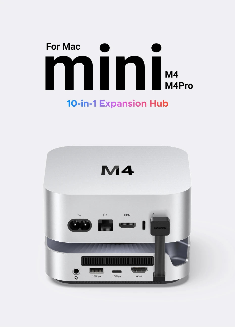 UGREEN 40Gbps Mac Mini M4 Docking Station with Dual USB‑C, M.2 NVMe SSD Enclosure