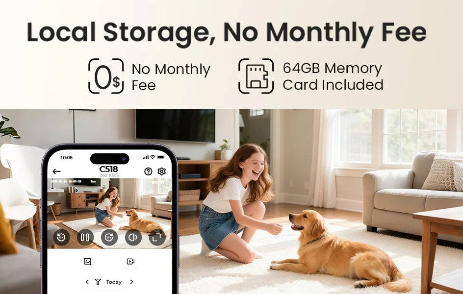 ZOSI C518 2K/4K Indoor Pan‑Tilt Smart WiFi Camera – 360° Baby & Pet Monitor with AI Human Tracking