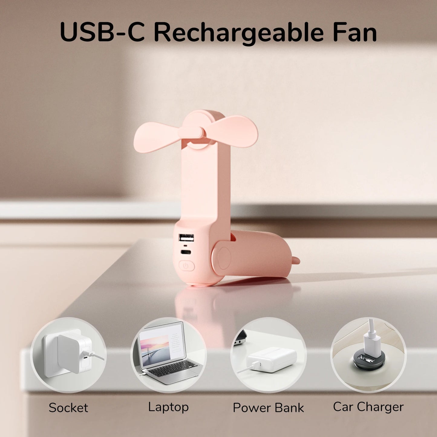 JISULIFE Portable Mini Handheld Fan – 4500mAh USB Rechargeable Silent Pocket Fan