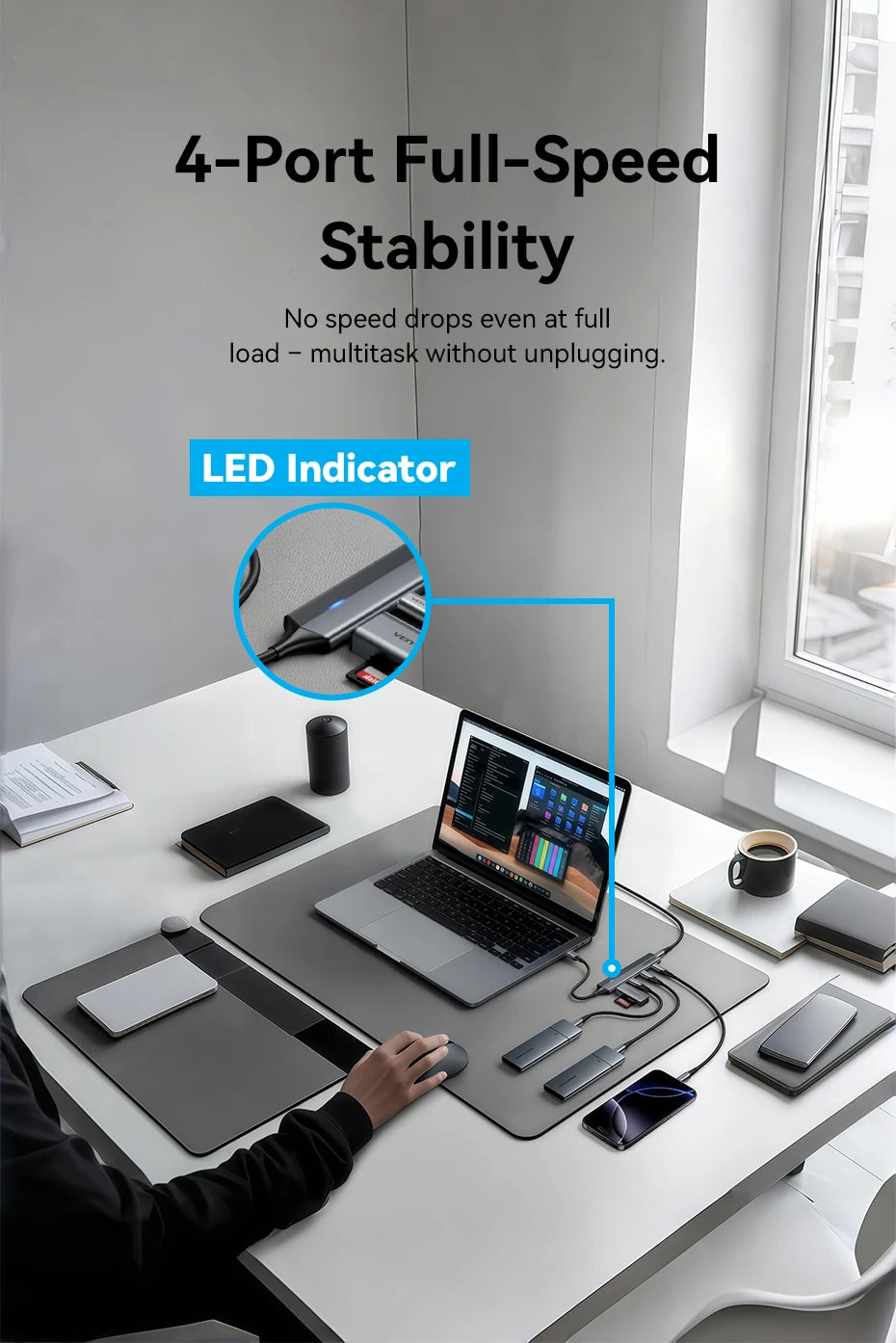 Vention USB‑C 3.2 Gen2 Hub | 4× USB‑C 10Gbps Aluminum Alloy Splitter