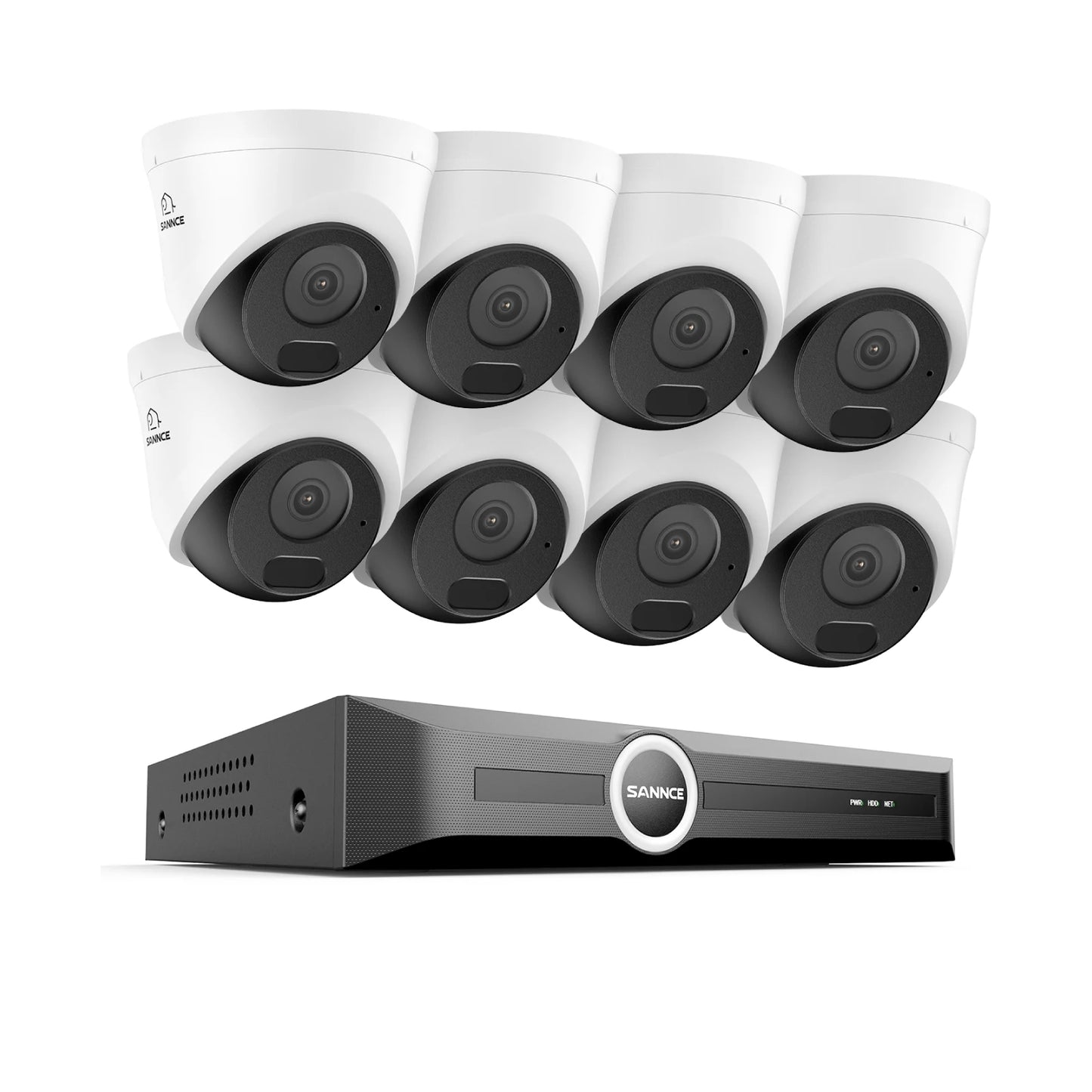 SANNCE 5MP PoE CCTV System | 8CH NVR, Audio Recording, 100ft Night Vision, Human & Vehicle Detection