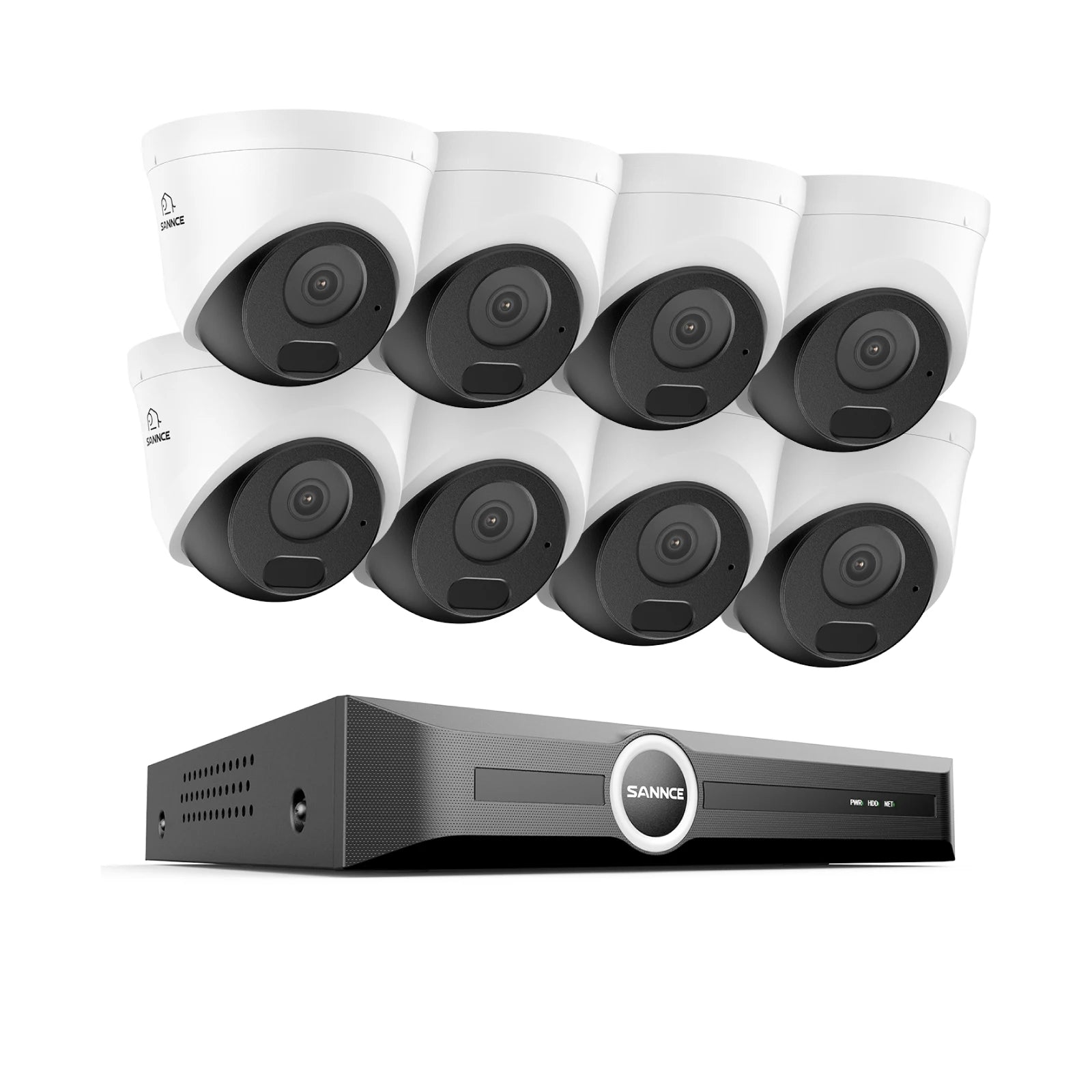 SANNCE 5MP PoE CCTV System | 8CH NVR, Audio Recording, 100ft Night Vision, Human & Vehicle Detection