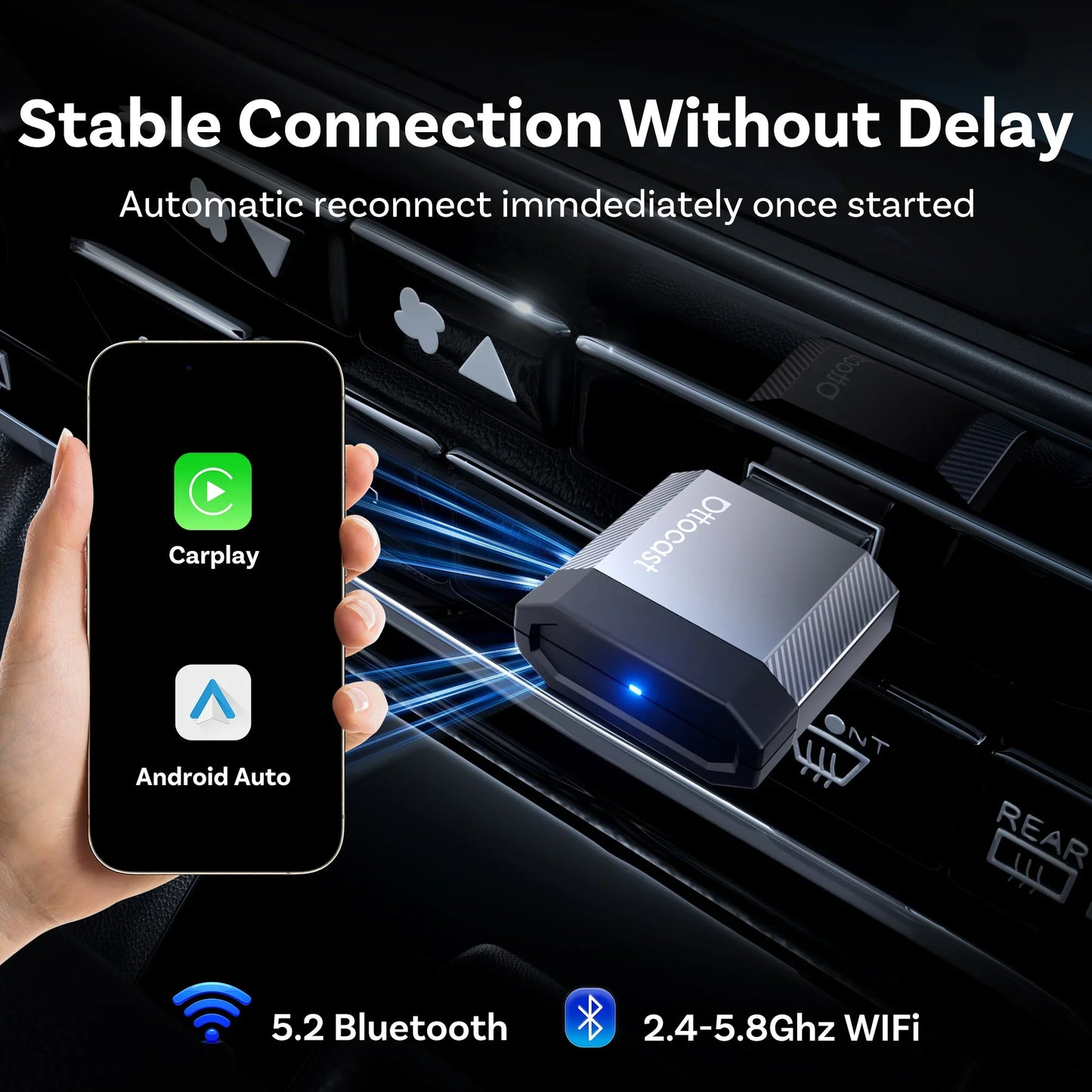 OTTOCAST Mini Nova Wireless CarPlay & Android Auto Adapter