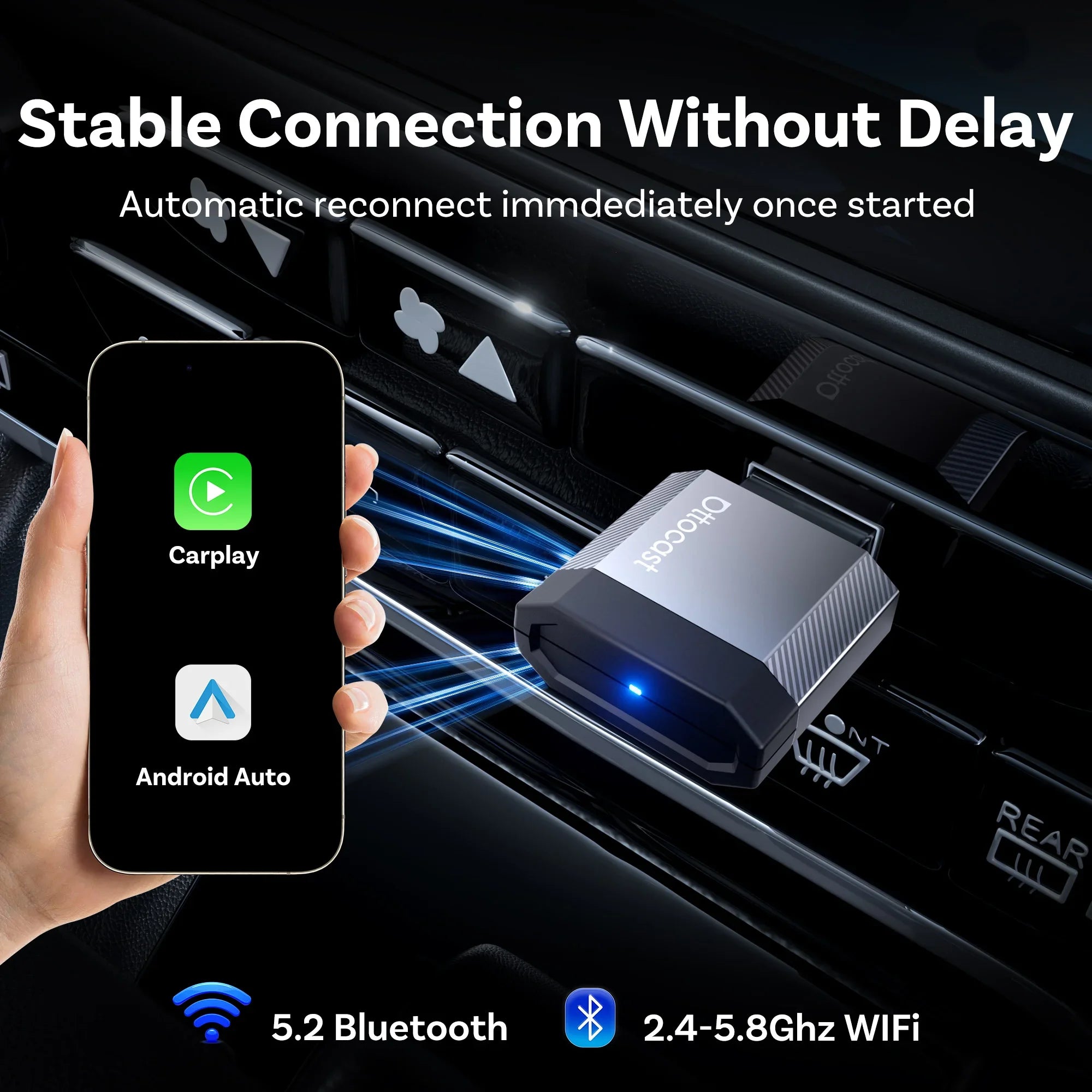 OTTOCAST Mini Nova Wireless CarPlay & Android Auto Adapter