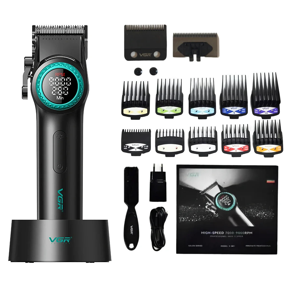 VGR Hair Cutting Machine Professional Trimmer 9000 RPM Hair Clipper Bldc Motor Barber Cordless Clipper Trimmer for Men V-001