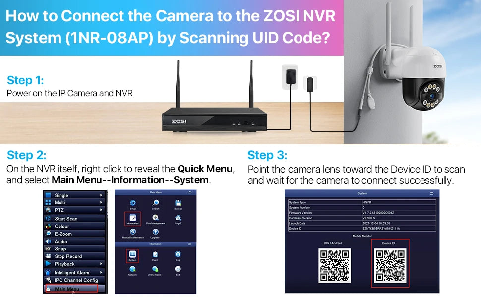 ZOSI 2K 3MP Pan/Tilt Outdoor WiFi PTZ Camera – Add‑On Camera for ZOSI NVR Systems