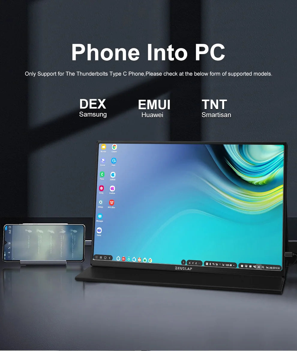 ZEUSLAP 16-palčni prenosni zaslon na dotik | 1200P IPS, 100 % sRGB, USB‑C in HDMI