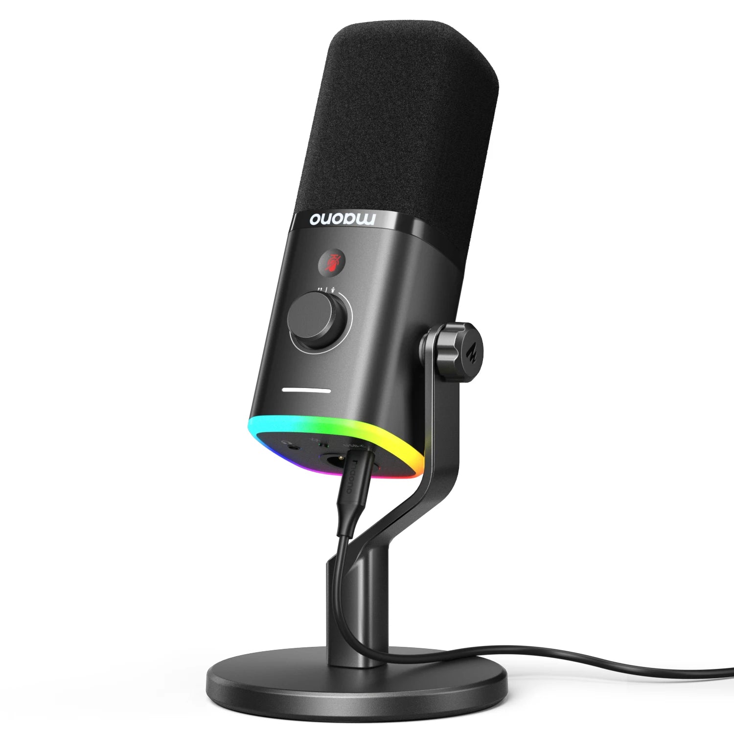 Maono PD100X – Dynamic RGB Gaming Microphone | USB Mic with Software Noise Reduction for Streaming & Recording