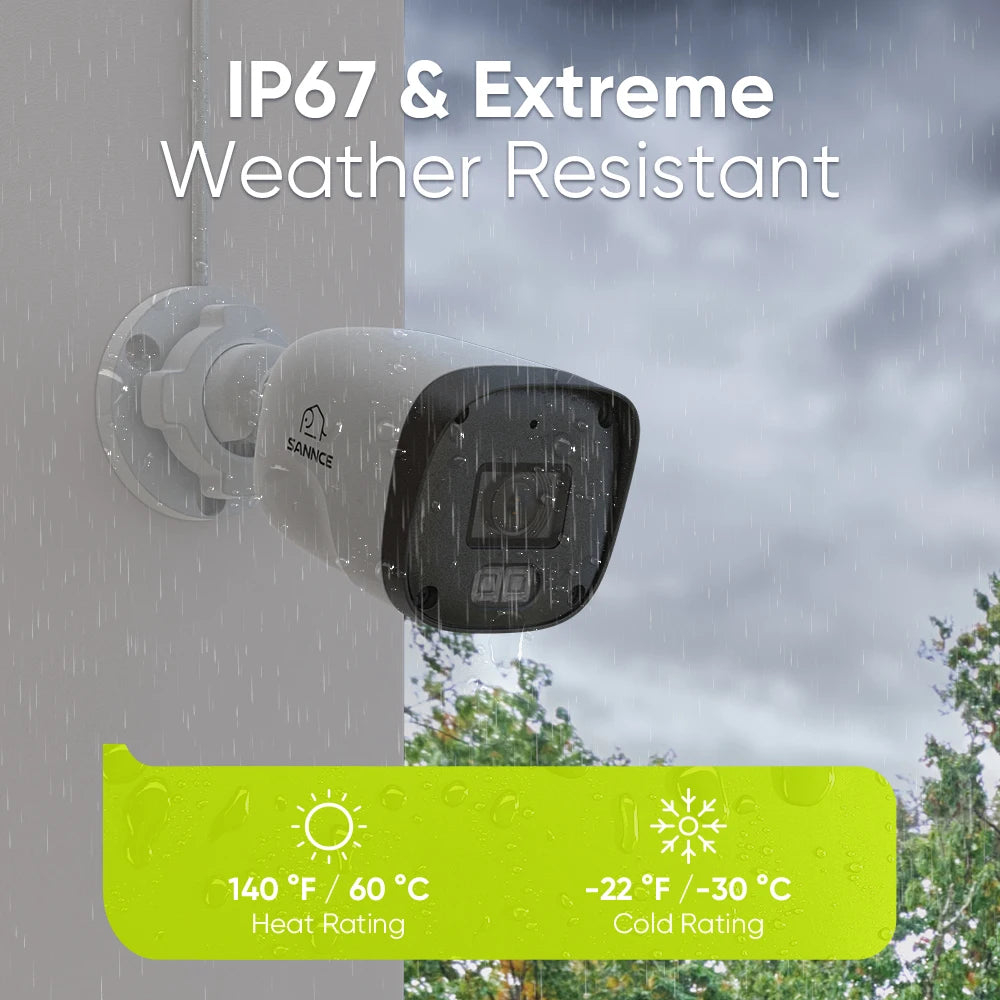 SANNCE 3MP/5MP PoE CCTV System | 8CH H.265 NVR, Audio, ONVIF, Night Vision