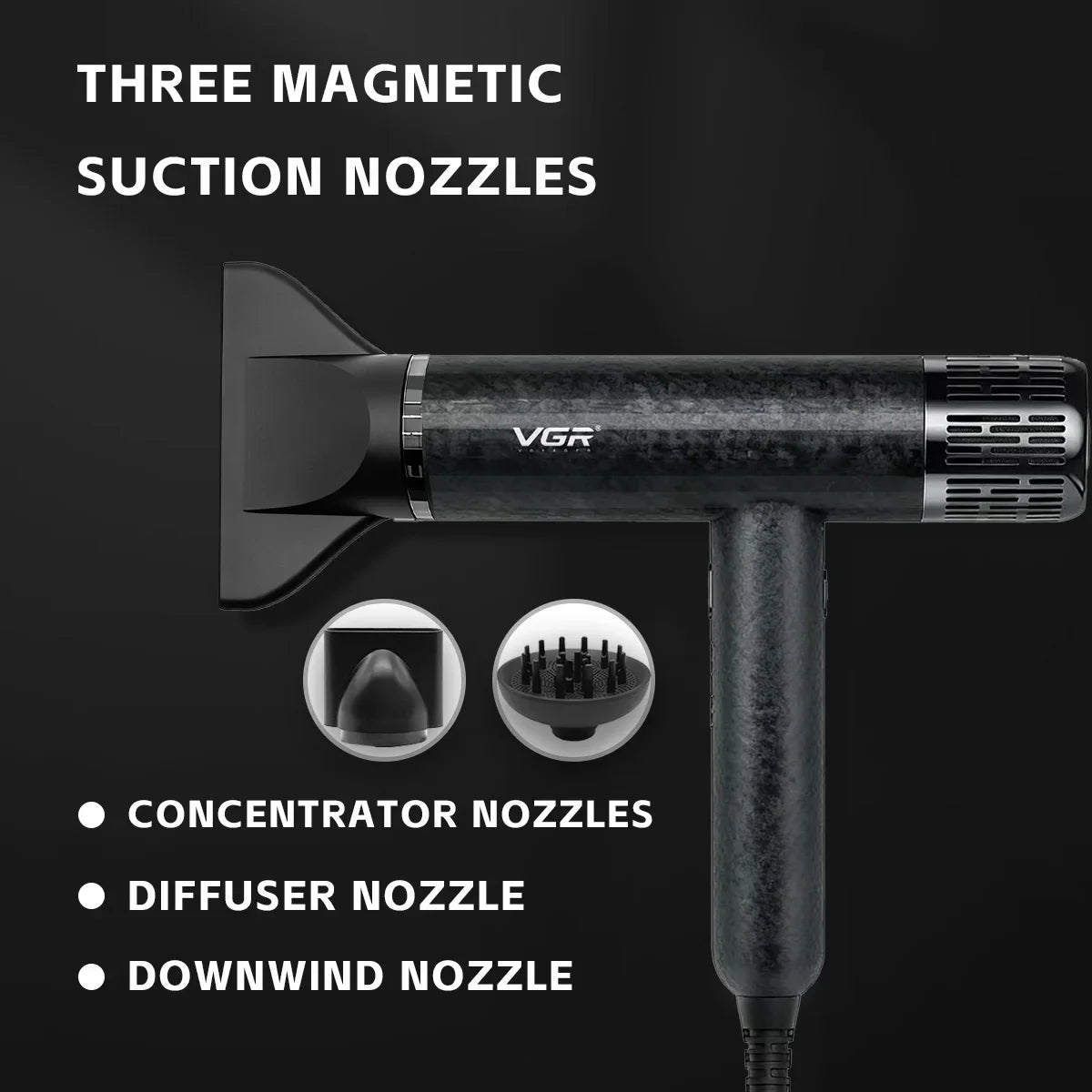VGR Hair Dryer Professional Air Blower Negative Ion High Speed Hair Dryer Machine Hot and Cold Adjustment Barber Salon V-640HD