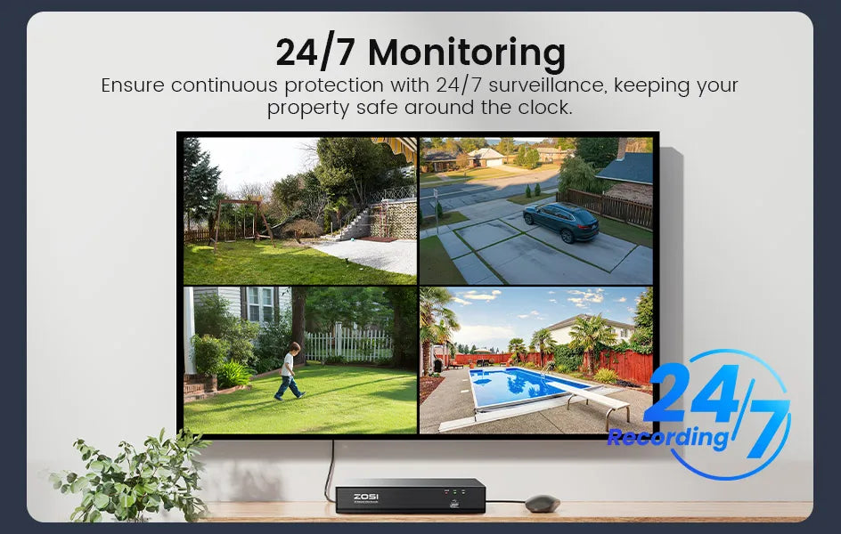 ZOSI 8MP PTZ PoE Security Camera System – 4K AI Face/Person/Vehicle Detection