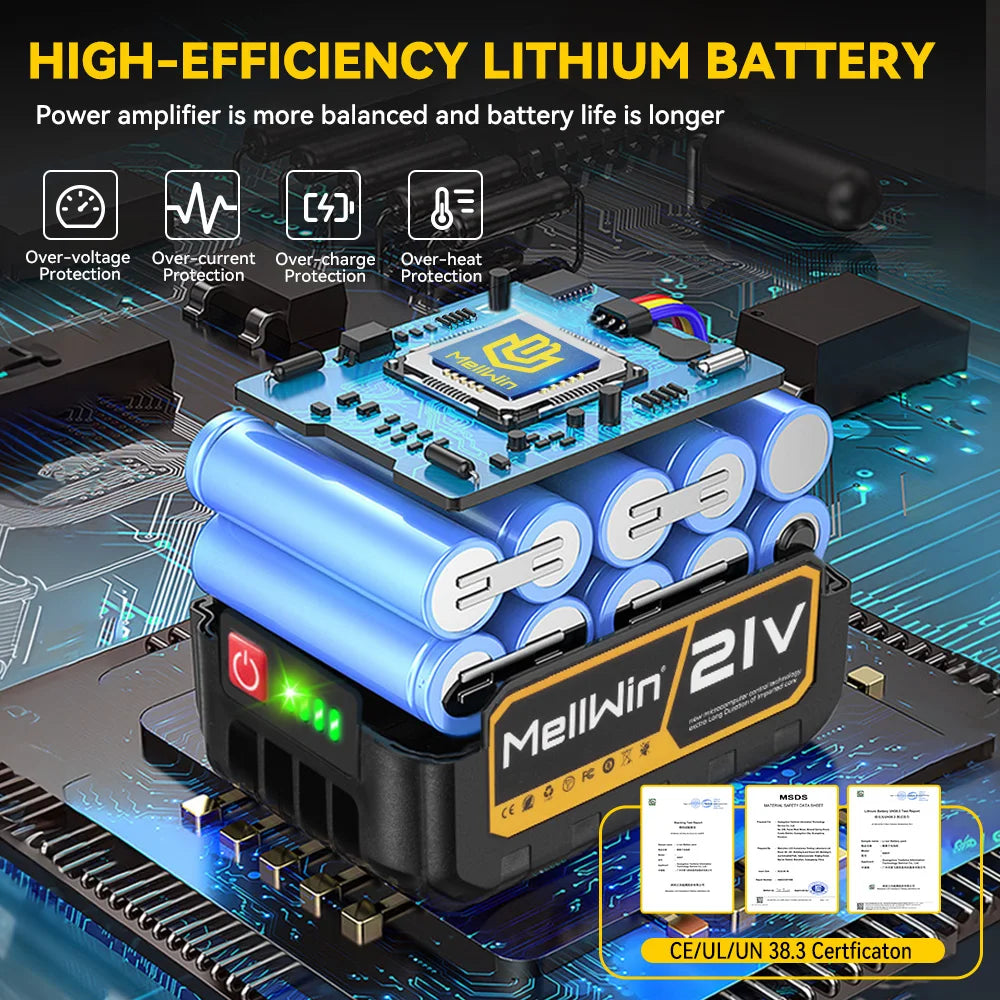 MELLWIN 21V Rechargeable Lithium Battery 15000mAh Lithium Ion Battery Pack For Makita 18V Battery Pin Electric Drill Power Tool - Limetastore