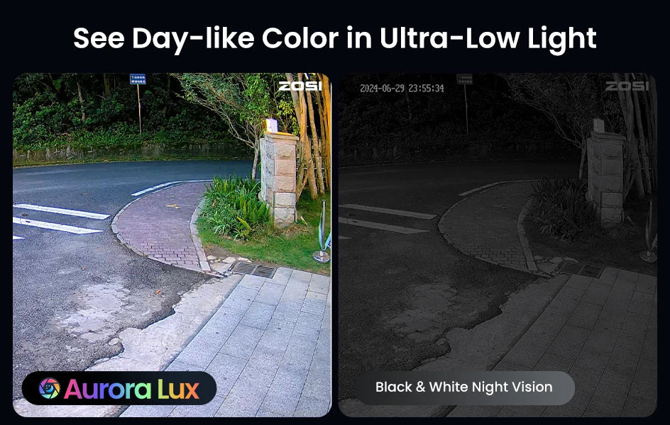 ZOSI 4K 8MP PoE Security Camera System – Aurora Lux Full‑Color Night Vision | 5MP/8MP Outdoor/Indoor