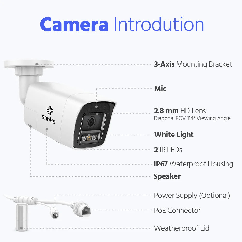 ANNKE H500 3K PoE CCTV System | 8CH NVR, Dual‑Light 5MP Cameras, Two‑Way Audio