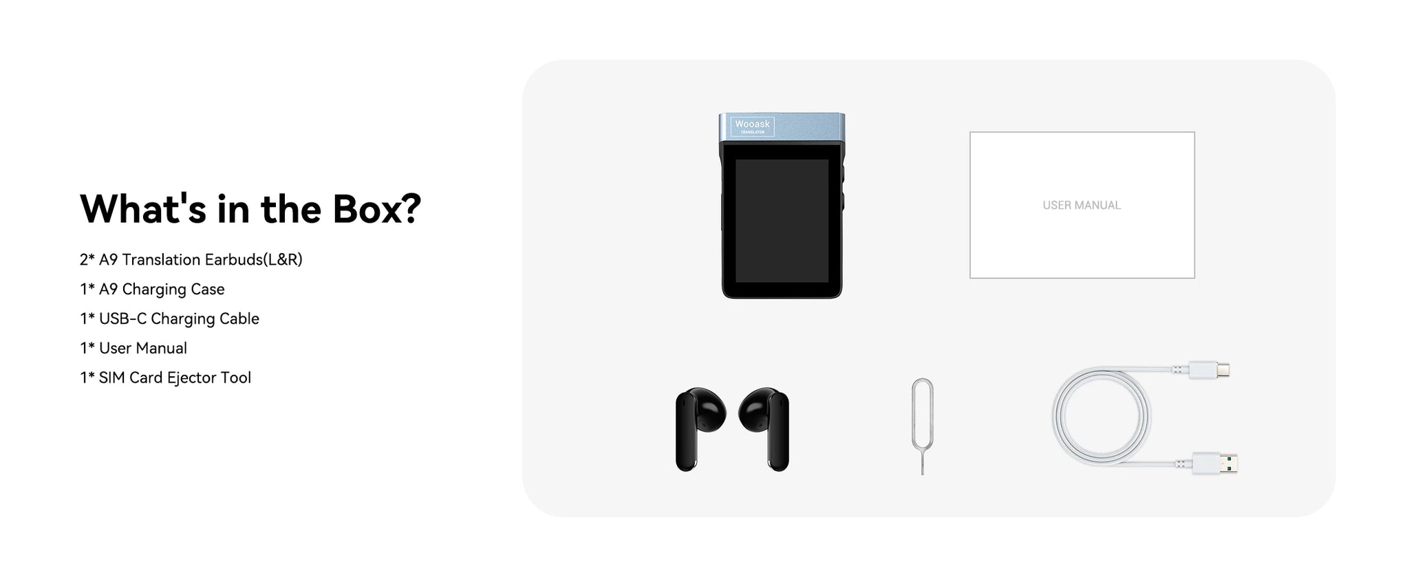 Wooask A9 4G+WiFi AI Translator Earbuds Standalone No App Needed