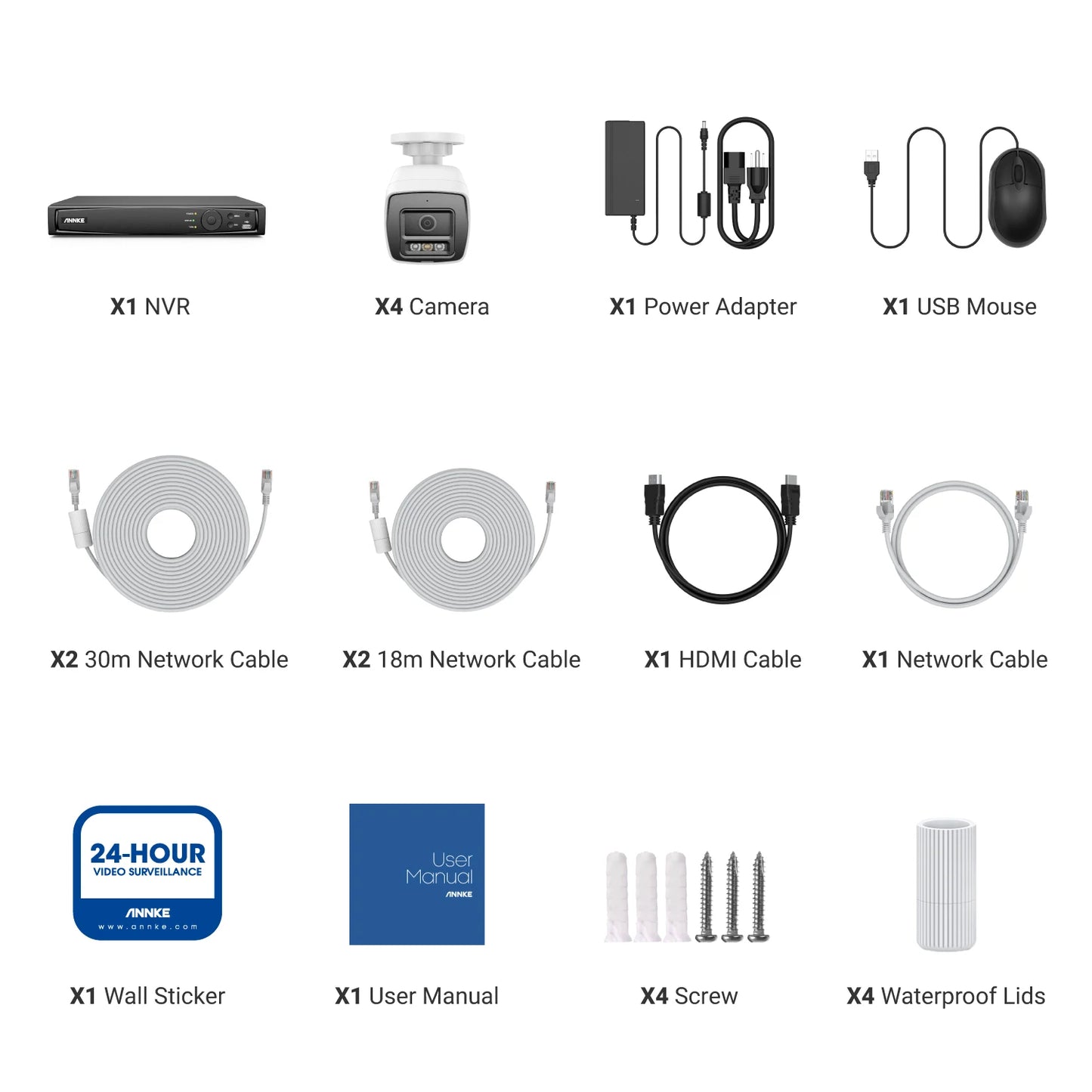ANNKE 12MP PoE CCTV System | 8CH H.265+ NVR, 4/8× 12MP Cameras, Audio Recording