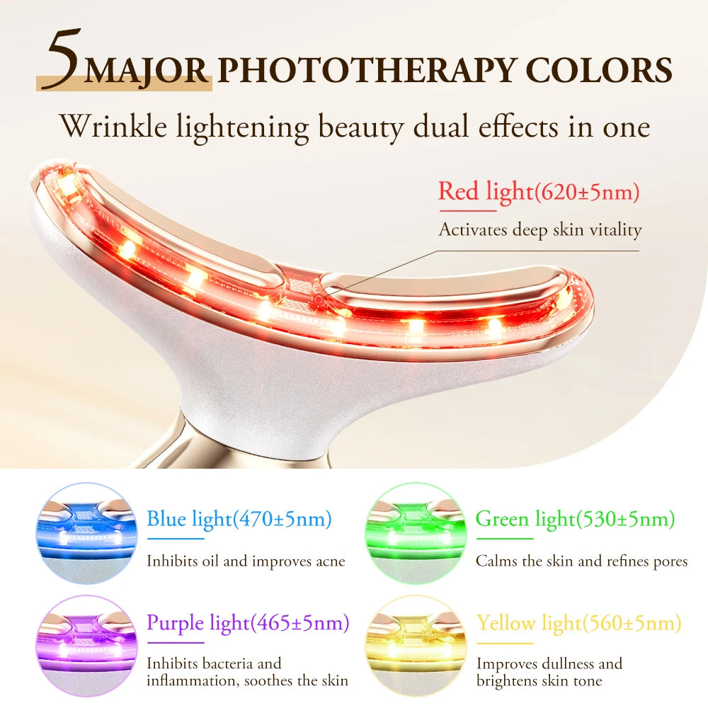 ANLAN Dual‑Polar Neck Device | EMS, 5‑Color Photon, 24K Gold, Anti‑Aging & Lifting