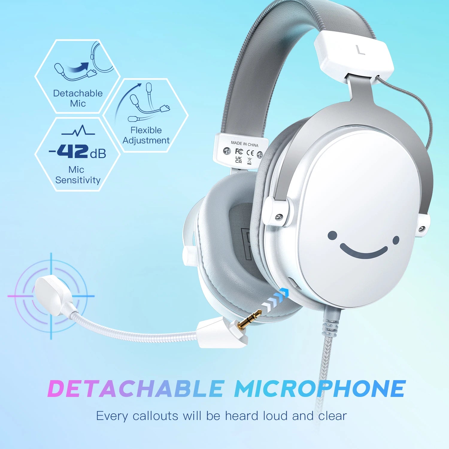 FIFINE Ampligame H9W White Gaming Headset | 7.1 Surround Sound & Dual 3.5mm/USB