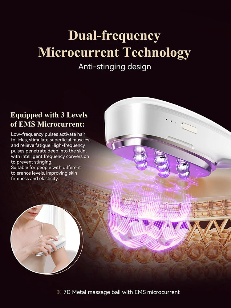 ANLAN 2‑in‑1 Guasha Device | EMS Dual‑Frequency, Hot/Cold, Facial & Body