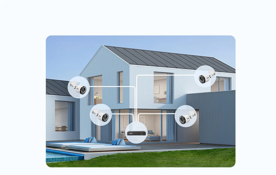 ZOSI 4K PoE NVR Security Camera System 8MP Weatherproof Wired PoE Cameras H.265+ 4K/8MP 8CH CCTV NVR for Home 24/7 Surveillance