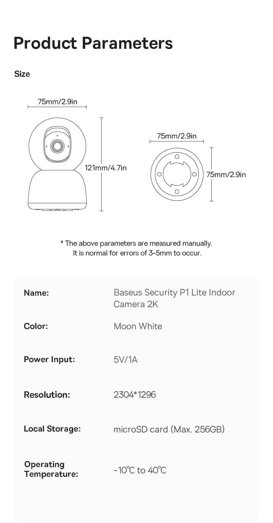 Baseus Security P1 Lite Indoor Camera 2K 3MP Pan&Tilt Smart Mini WiFi IP Camera Wireless Home Security Full HD Auto AI Tracking - Limetastore