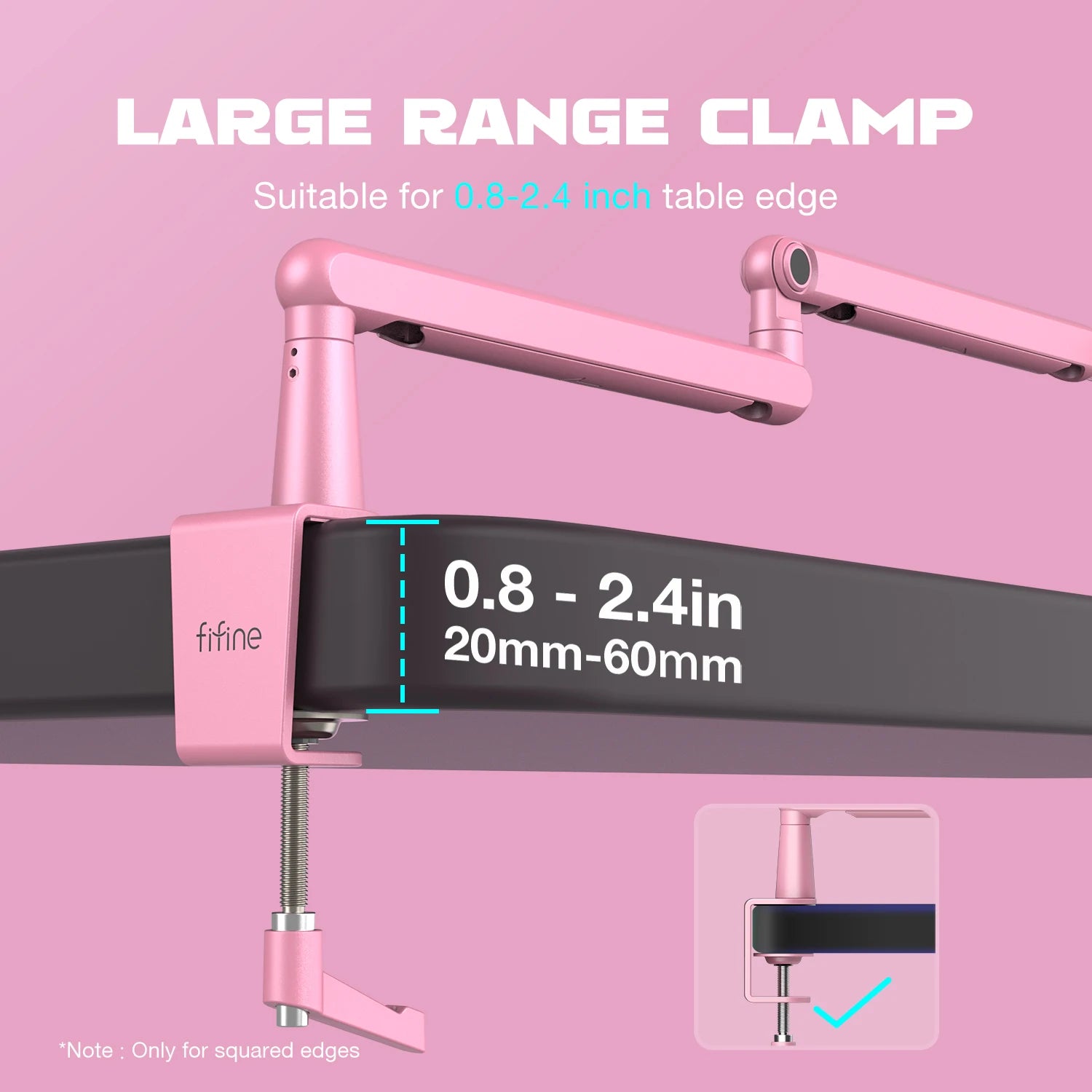 FIFINE BM88P Pink Low Profile Mic Boom Arm | Professional Metal Stand