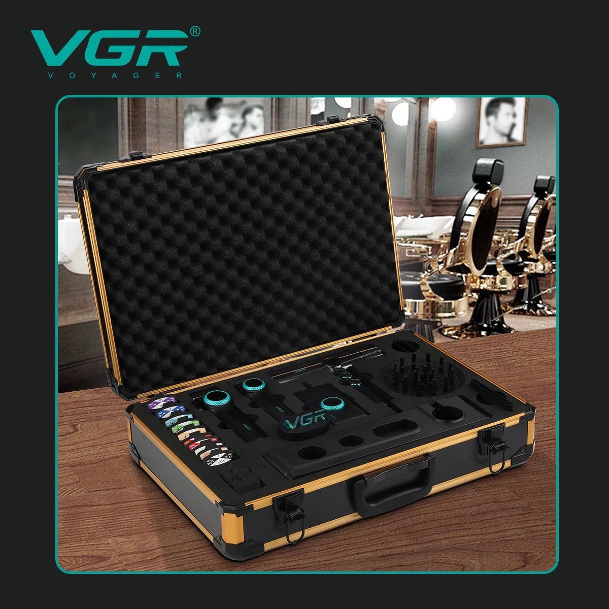 VGR Trimmer Professional Hair Clipper 9000 RPM Barber Cordless Shaver Electric Hair Dryer Stepless Pro 4 in 1 Trimmer for Men