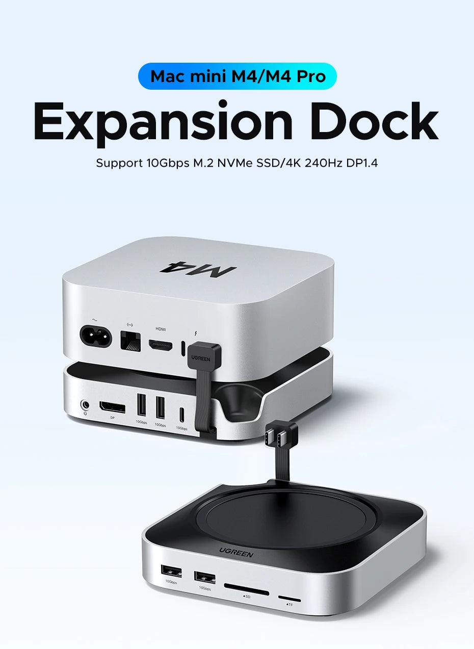 UGREEN Mac Mini Docking Station with 4K240Hz DisplayPort, M.2 NVMe SSD Slot