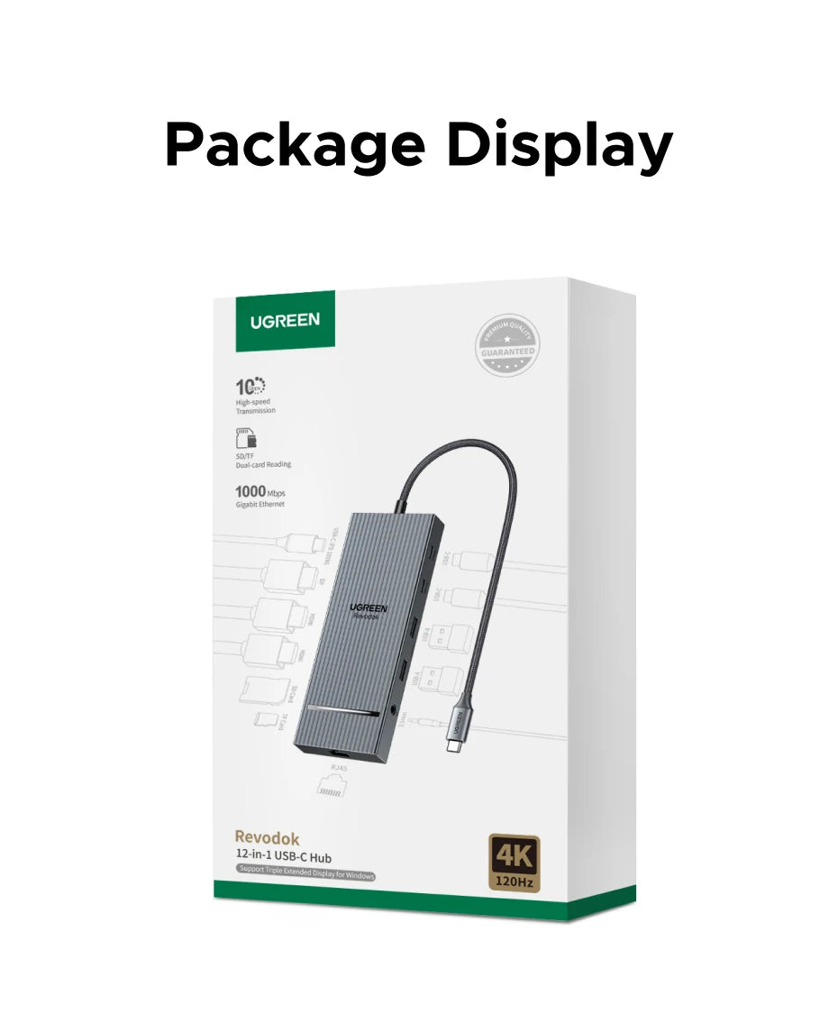UGREEN 10‑in‑1 USB‑C Hub with 4K120Hz DisplayPort, Dual 4K60Hz HDMI, USB 3.2 Gen2 10Gbps