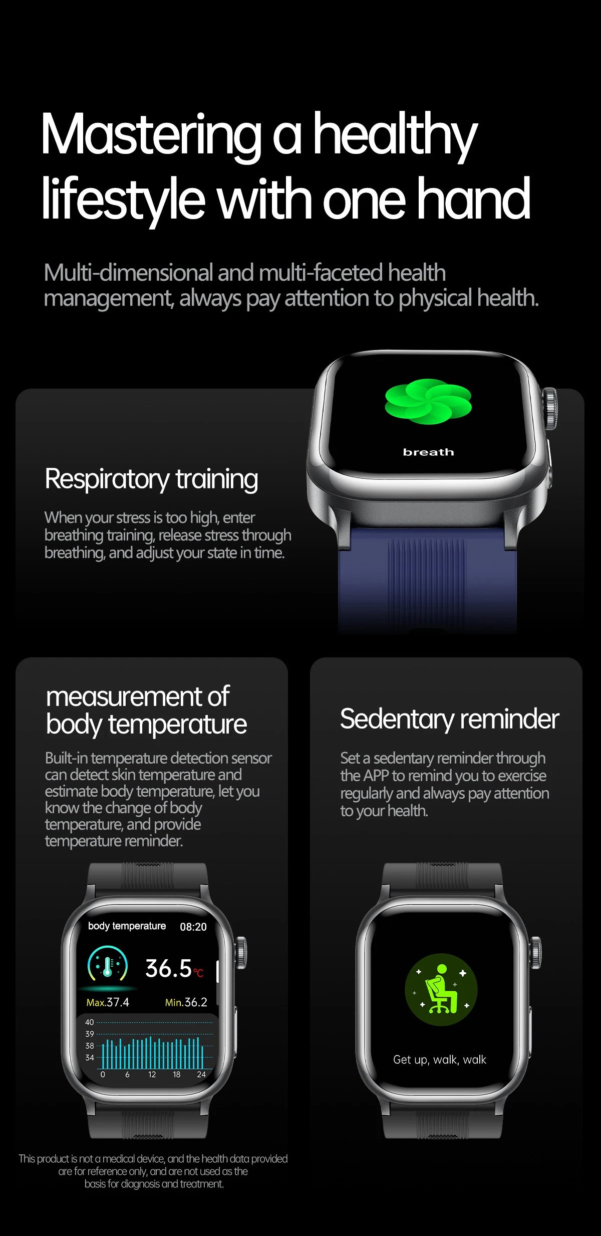 NFC Smart Watch Air Pump+Air Bag Accurate Blood Pressure Fat Health Measure BT Call Sports Tracking Sapphire Glass Smart Watch - Limetastore