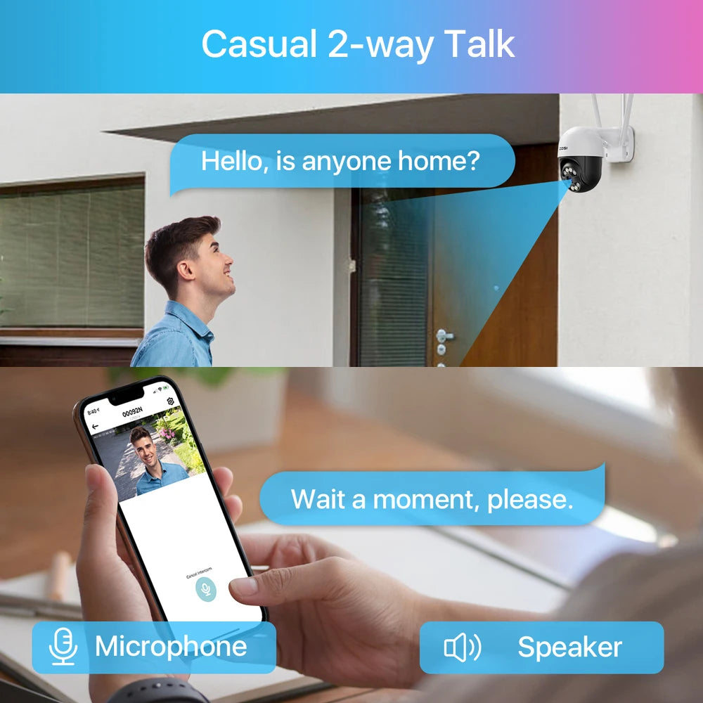 ZOSI 2K 3MP Pan/Tilt Outdoor WiFi PTZ Camera – Add‑On Camera for ZOSI NVR Systems