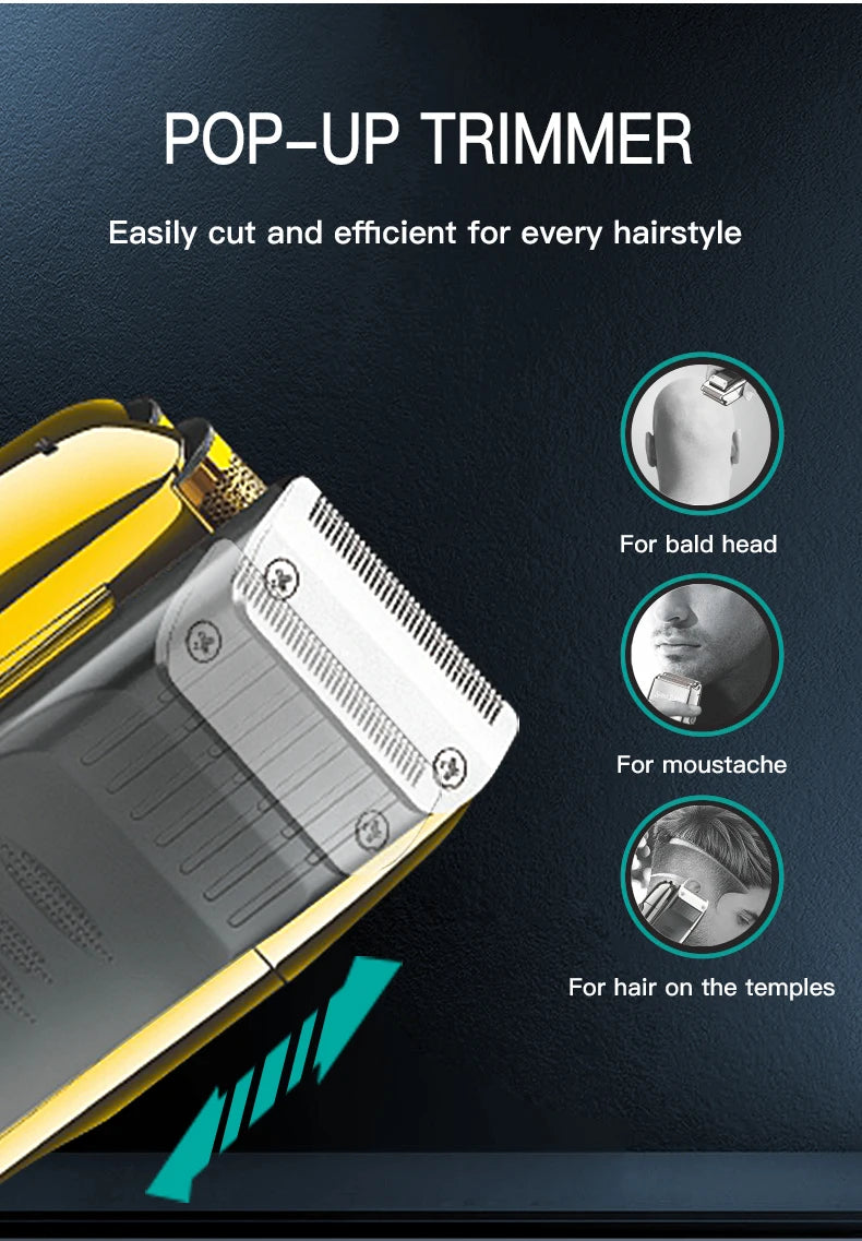 VGR Electric Shaver Professional Beard Shaver Reciprocating Bald Shaver Beard Trimmer Rechargeable LED Display Golden V-332