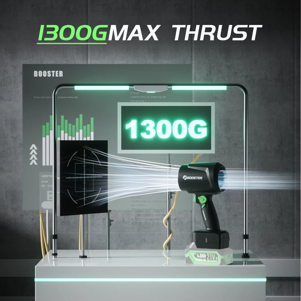 Booster 1300G Turbo Air Blower – 55m/s Brushless Jet Fan | Handheld High‑Power Leaf & Dust Blower