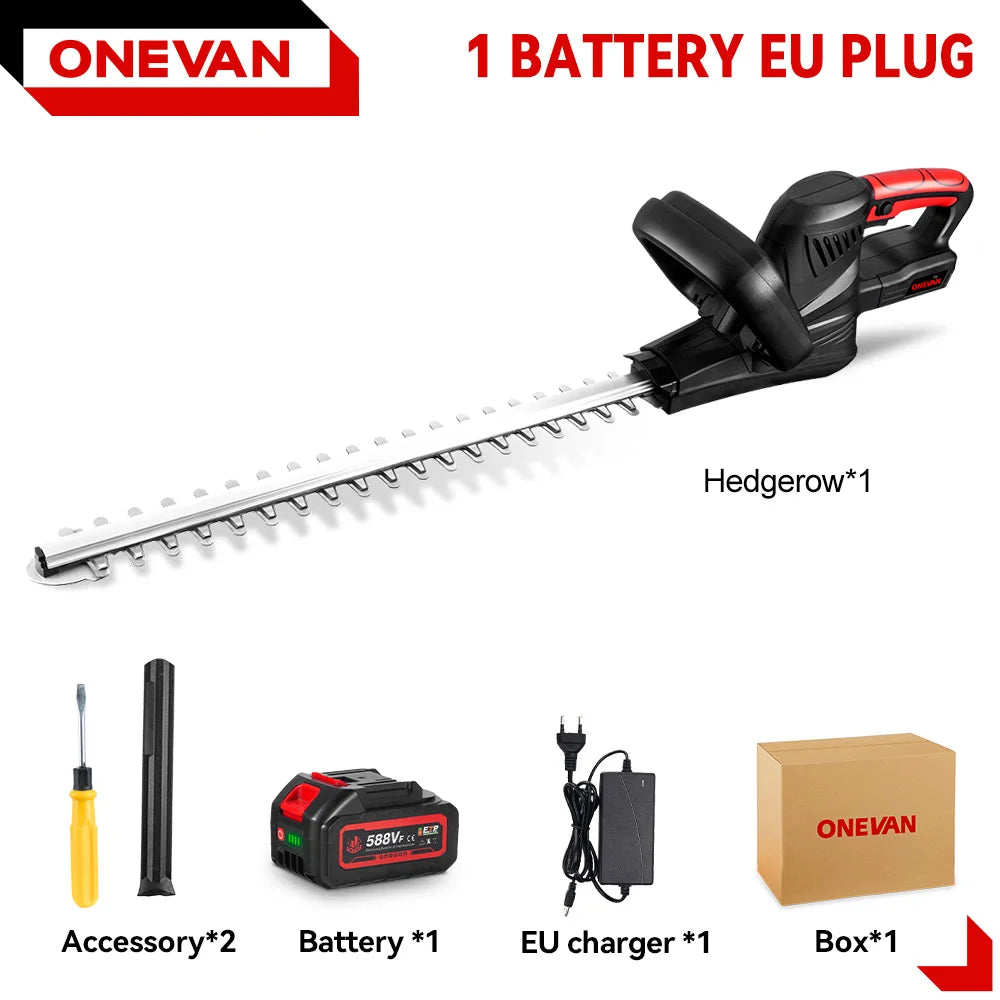 ONEVAN 2000W Cordless Hedge Trimmer Electric Household Trimmer Pruning Saw Rechargeable Hedge Trimmer For 21V 18v Battery