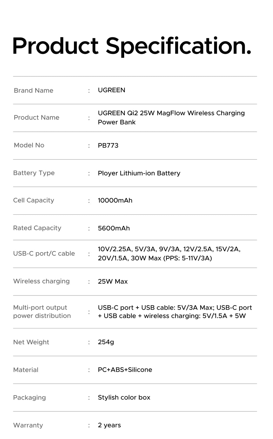 UGREEN Qi2.2 25W Magnetic Power Bank – 10000mAh Fast Charging External Battery