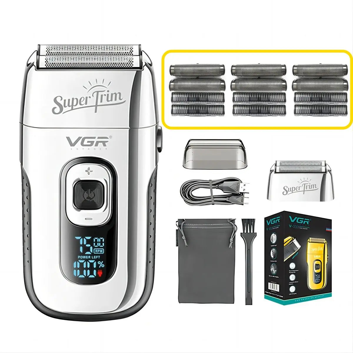 VGR Shaver Professional Face Bald Shaver Beard Trimmer Electric Razor Rechargeable Hair Trimmer Shaving Machine for Men V-332