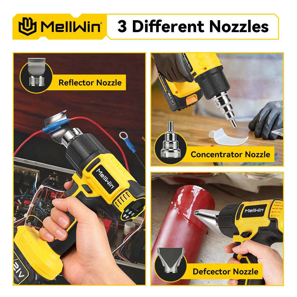 MELLWIN 540°C Cordless Electric Heat Gun 25 Gears Handheld Hot Air Blower Gun Home Welding Tools For Makita 18V Battery Pin - Limetastore