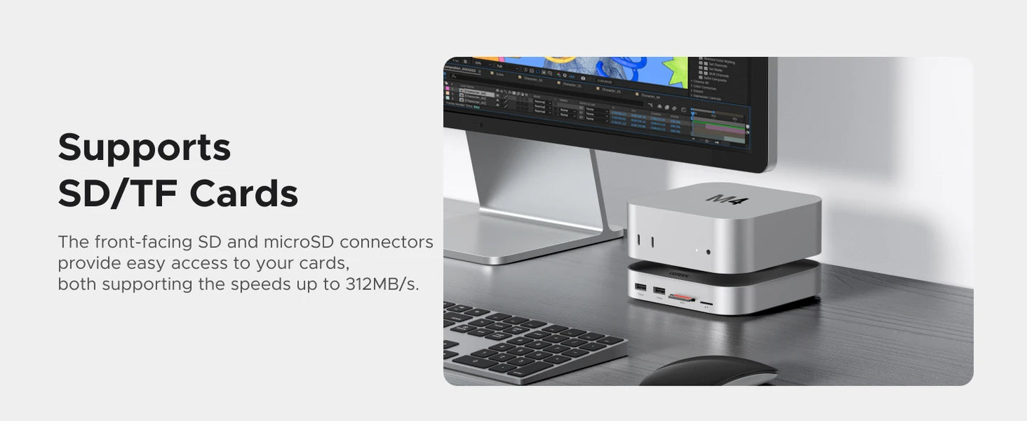 UGREEN USB‑C Docking Station for Mac Mini M4/M4 Pro with M.2 NVMe SSD Enclosure