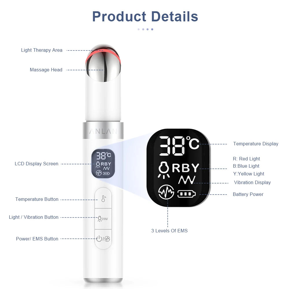ANLAN EMS Electric Eye Massager for Skin Lifting, Reducing Wrinkles, and Dark Circles - Limetastore