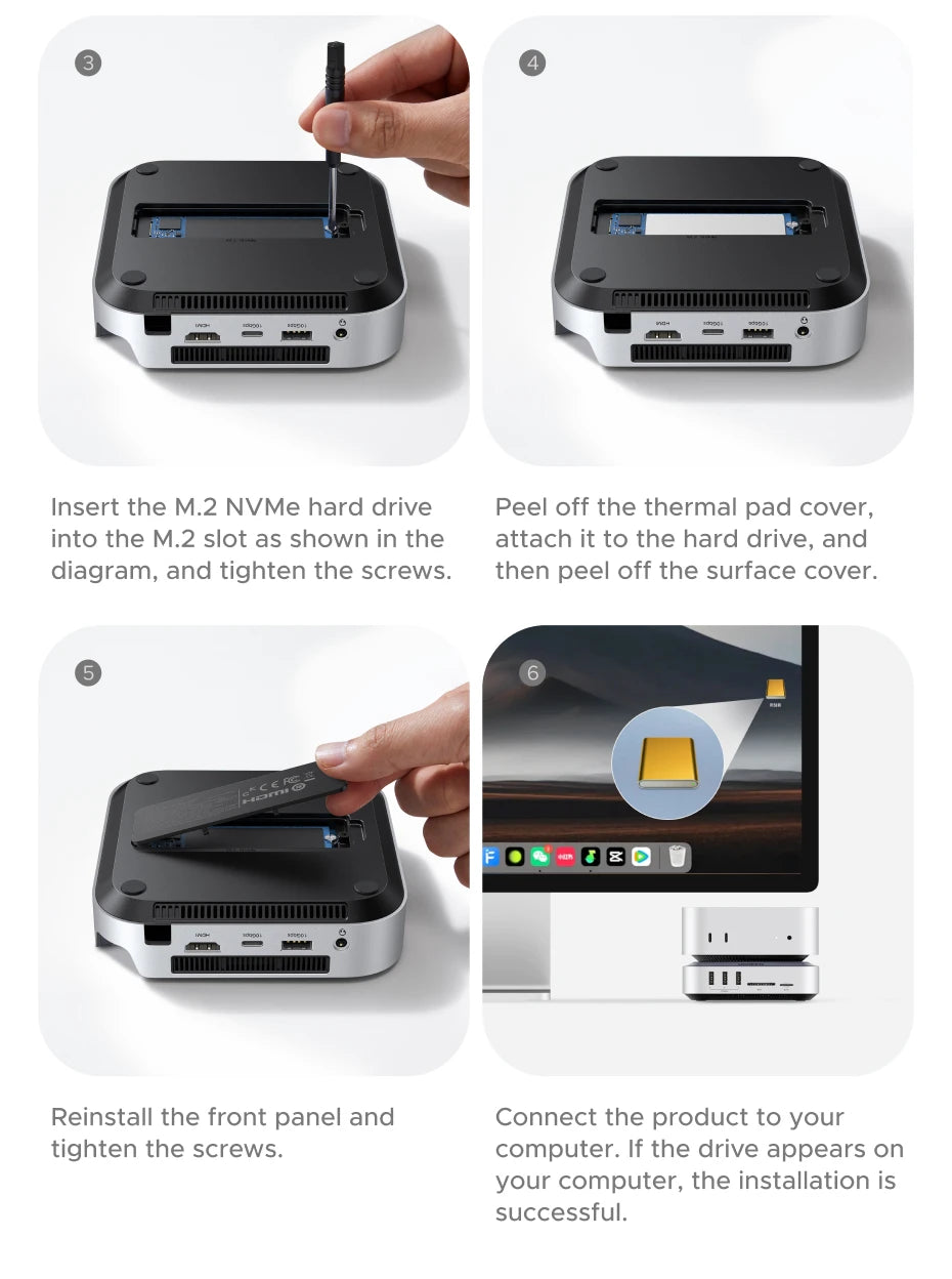 UGREEN 40Gbps Mac Mini M4 Docking Station with Dual USB‑C, M.2 NVMe SSD Enclosure